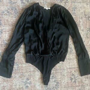 Favorite Daughter Black Satin Top